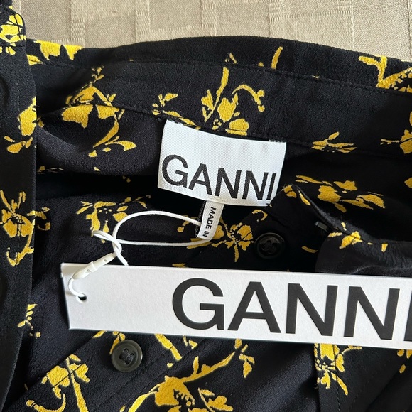 GANNI Printed Crepe Long Sleeve Shirtdress - Picture 9 of 16